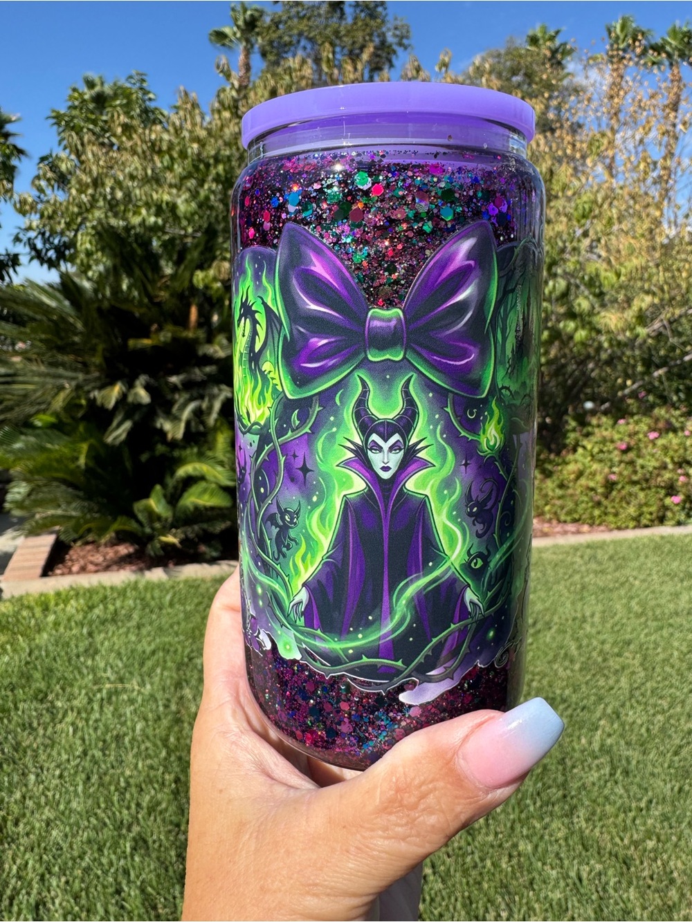 Maleficent snow globe tumbler 16oz